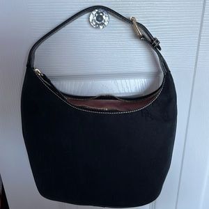 Dooney & Bourke black fabric bucket bag.